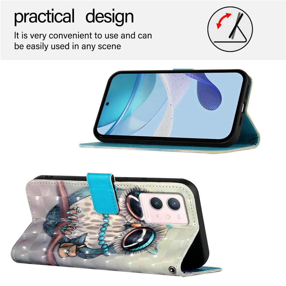 vivo V23e 4G/5G Leather Flip Phone Case with 3D Painted Design, Card Holder, Wallet & Stand Function - Durable Protection & Easy Access
