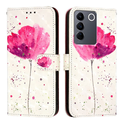 vivo V27 Global Leather Flip Phone Case with 3D Painted Design, Card Holder, Wallet & Stand Function - Durable Protection & Easy Access