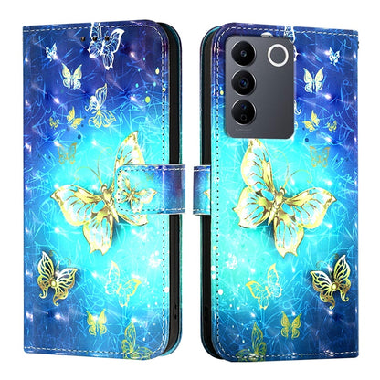vivo T2 4G Global Leather Flip Phone Case with 3D Painted Design, Card Holder, Wallet & Stand Function - Durable Protection & Easy Access