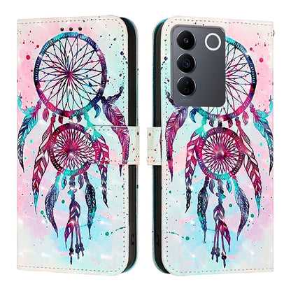 vivo T2 4G Global Leather Flip Phone Case with 3D Painted Design, Card Holder, Wallet & Stand Function - Durable Protection & Easy Access