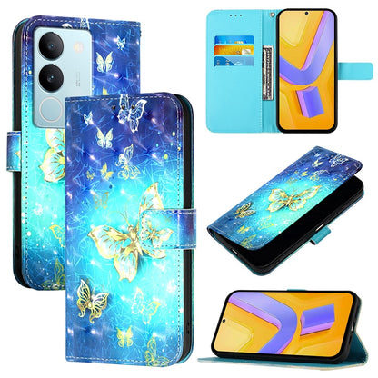 vivo V29 5G Global Leather Flip Phone Case with 3D Painted Design, Card Holder, Wallet & Stand Function - Durable Protection & Easy Access