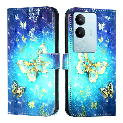 vivo V29 5G Global Leather Flip Phone Case with 3D Painted Design, Card Holder, Wallet & Stand Function - Durable Protection & Easy Access