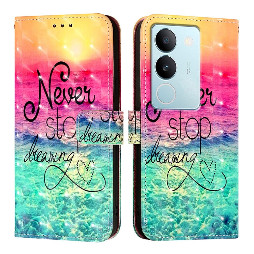 vivo V29 Pro Leather Flip Phone Case with 3D Painted Design, Card Holder, Wallet & Stand Function - Durable Protection & Easy Access