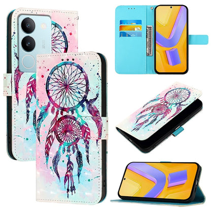 vivo V29 5G Global Leather Flip Phone Case with 3D Painted Design, Card Holder, Wallet & Stand Function - Durable Protection & Easy Access