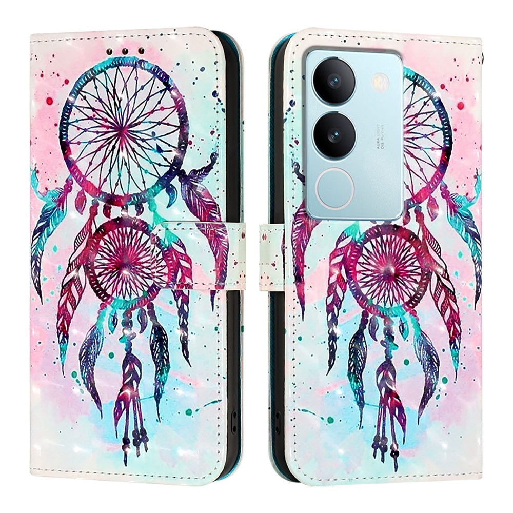 vivo V29 5G Global Leather Flip Phone Case with 3D Painted Design, Card Holder, Wallet & Stand Function - Durable Protection & Easy Access