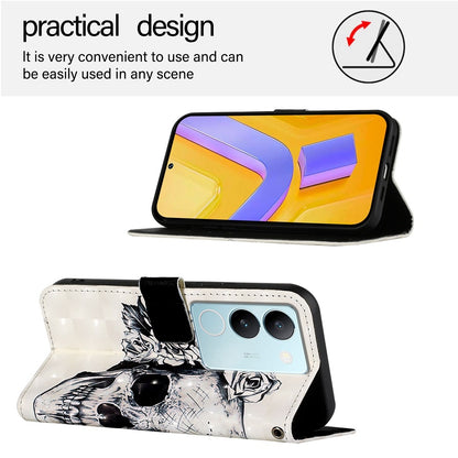 vivo V29 5G Global Leather Flip Phone Case with 3D Painted Design, Card Holder, Wallet & Stand Function - Durable Protection & Easy Access