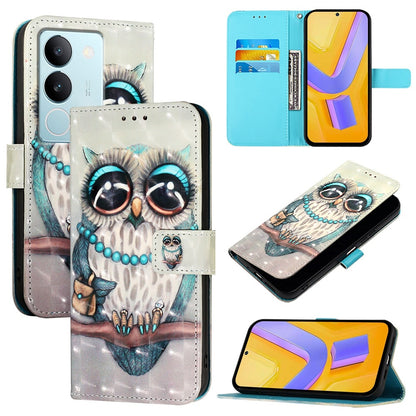 vivo V29 Pro Leather Flip Phone Case with 3D Painted Design, Card Holder, Wallet & Stand Function - Durable Protection & Easy Access
