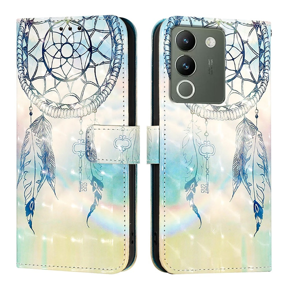 vivo V29e Leather Flip Phone Case with 3D Painted Design, Card Holder, Wallet & Stand Function - Durable Protection & Easy Access