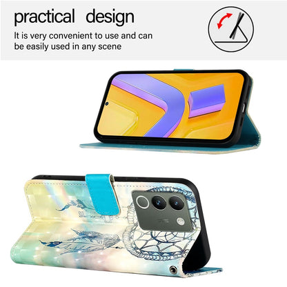 For vivo Y200 Leather Flip Phone Case with 3D Painted Design, Card Holder, Wallet & Stand Function - Durable Protection & Easy Access