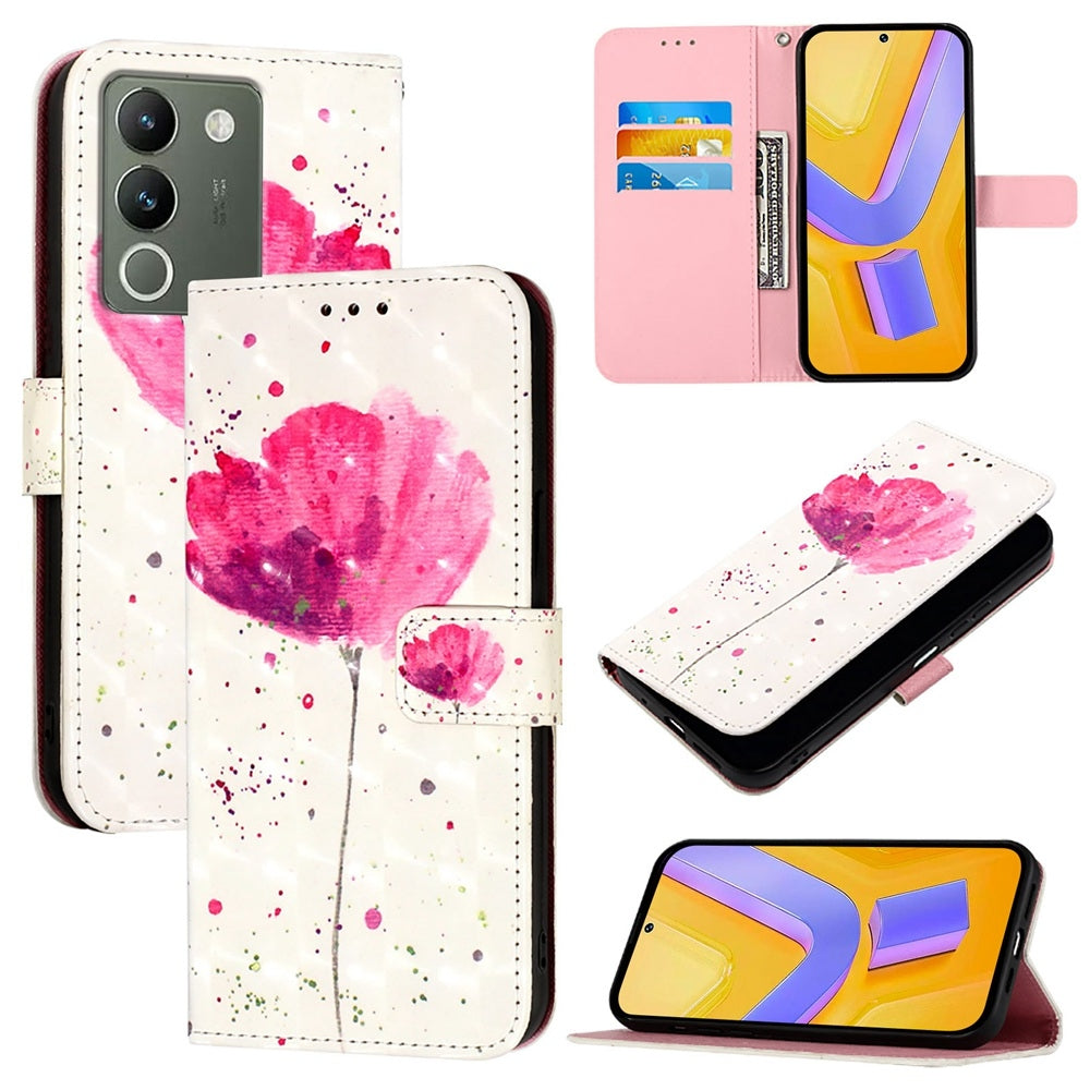 vivo V30 Lite 5G Global Leather Flip Phone Case with 3D Painted Design, Card Holder, Wallet & Stand Function - Durable Protection & Easy Access