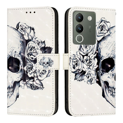 For vivo Y200 Leather Flip Phone Case with 3D Painted Design, Card Holder, Wallet & Stand Function - Durable Protection & Easy Access