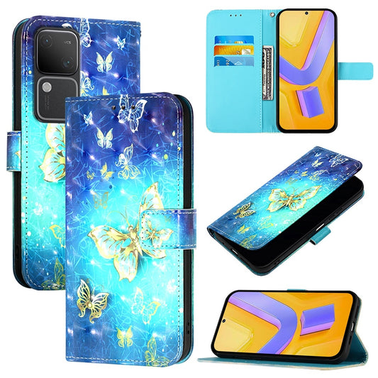 vivo V30 Pro 5G Global Leather Flip Phone Case with 3D Painted Design, Card Holder, Wallet & Stand Function - Durable Protection & Easy Access