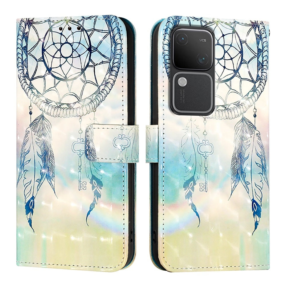 vivo V30 Pro 5G Global Leather Flip Phone Case with 3D Painted Design, Card Holder, Wallet & Stand Function - Durable Protection & Easy Access