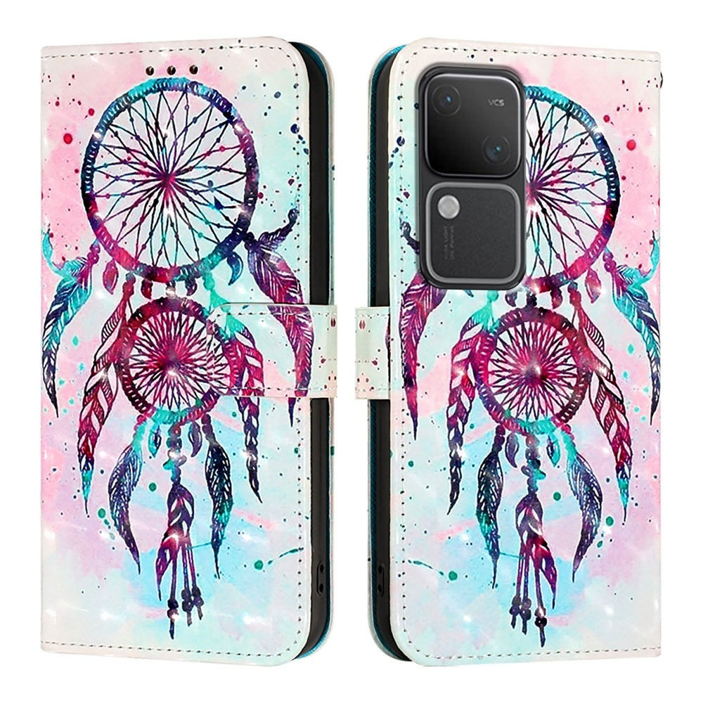 vivo V30 5G Global Leather Flip Phone Case with 3D Painted Design, Card Holder, Wallet & Stand Function - Durable Protection & Easy Access