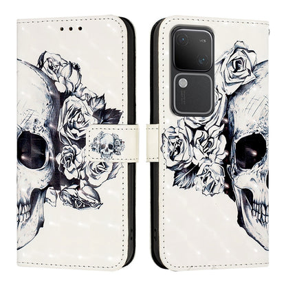 vivo V30 5G Global Leather Flip Phone Case with 3D Painted Design, Card Holder, Wallet & Stand Function - Durable Protection & Easy Access