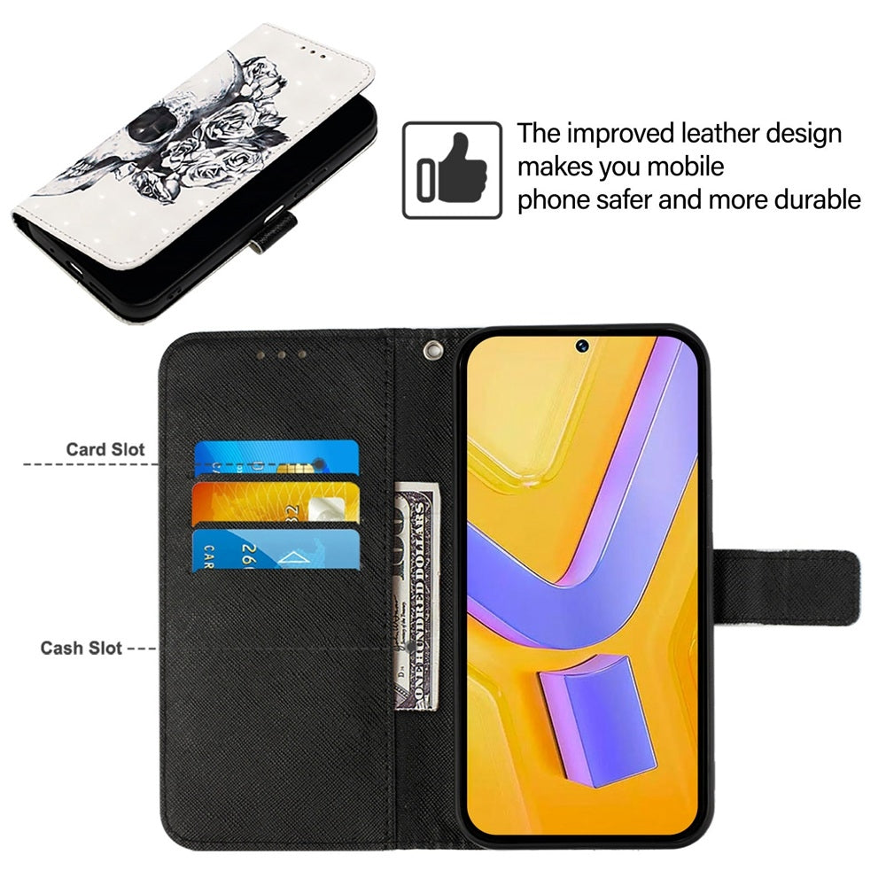 vivo V30 Pro 5G Global Leather Flip Phone Case with 3D Painted Design, Card Holder, Wallet & Stand Function - Durable Protection & Easy Access
