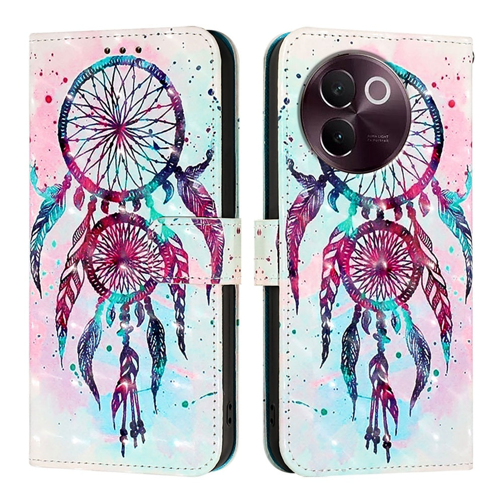 vivo V30e Global Leather Flip Phone Case with 3D Painted Design, Card Holder, Wallet & Stand Function - Durable Protection & Easy Access