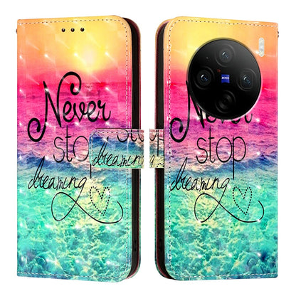 vivo X100 Leather Flip Phone Case with 3D Painted Design, Card Holder, Wallet & Stand Function - Durable Protection & Easy Access