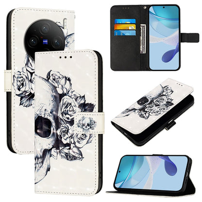 vivo X100s Leather Flip Phone Case with 3D Painted Design, Card Holder, Wallet & Stand Function - Durable Protection & Easy Access