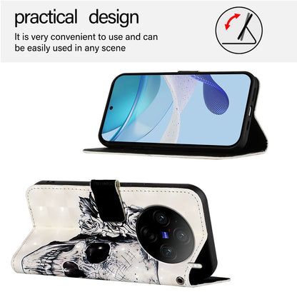 vivo X100s Leather Flip Phone Case with 3D Painted Design, Card Holder, Wallet & Stand Function - Durable Protection & Easy Access