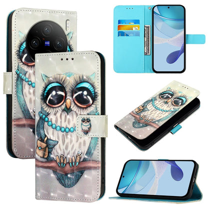 vivo X100s Leather Flip Phone Case with 3D Painted Design, Card Holder, Wallet & Stand Function - Durable Protection & Easy Access