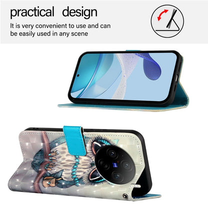 vivo X100s Leather Flip Phone Case with 3D Painted Design, Card Holder, Wallet & Stand Function - Durable Protection & Easy Access