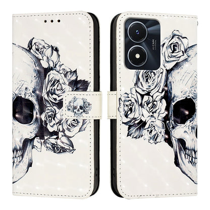 For vivo Y35 5G Leather Flip Phone Case with 3D Painted Design, Card Holder, Wallet & Stand Function - Durable Protection & Easy Access