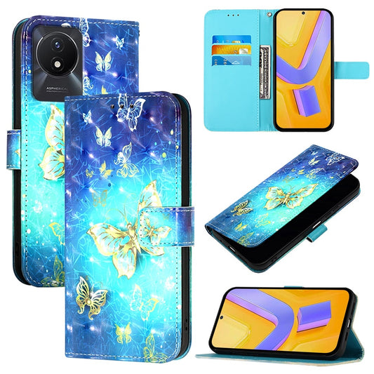vivo Y02t Leather Flip Phone Case with 3D Painted Design, Card Holder, Wallet & Stand Function - Durable Protection & Easy Access