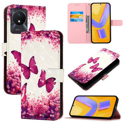 vivo Y11 2023 Leather Flip Phone Case with 3D Painted Design, Card Holder, Wallet & Stand Function - Durable Protection & Easy Access