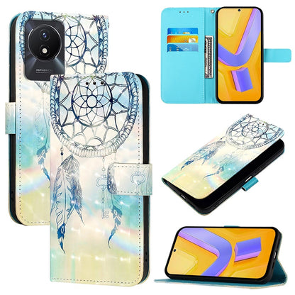 vivo Y02A Leather Flip Phone Case with 3D Painted Design, Card Holder, Wallet & Stand Function - Durable Protection & Easy Access