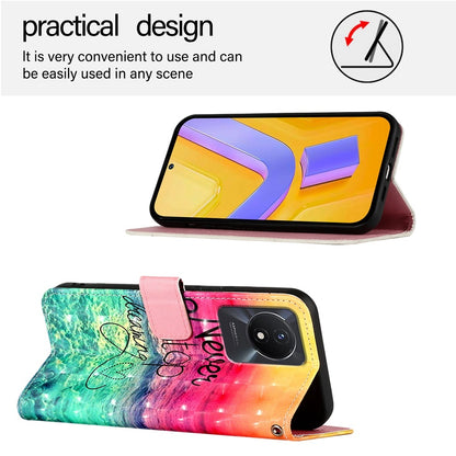 vivo Y11 2023 Leather Flip Phone Case with 3D Painted Design, Card Holder, Wallet & Stand Function - Durable Protection & Easy Access