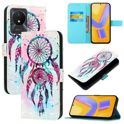 vivo Y02 Leather Flip Phone Case with 3D Painted Design, Card Holder, Wallet & Stand Function - Durable Protection & Easy Access