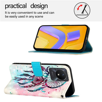 vivo Y02A Leather Flip Phone Case with 3D Painted Design, Card Holder, Wallet & Stand Function - Durable Protection & Easy Access