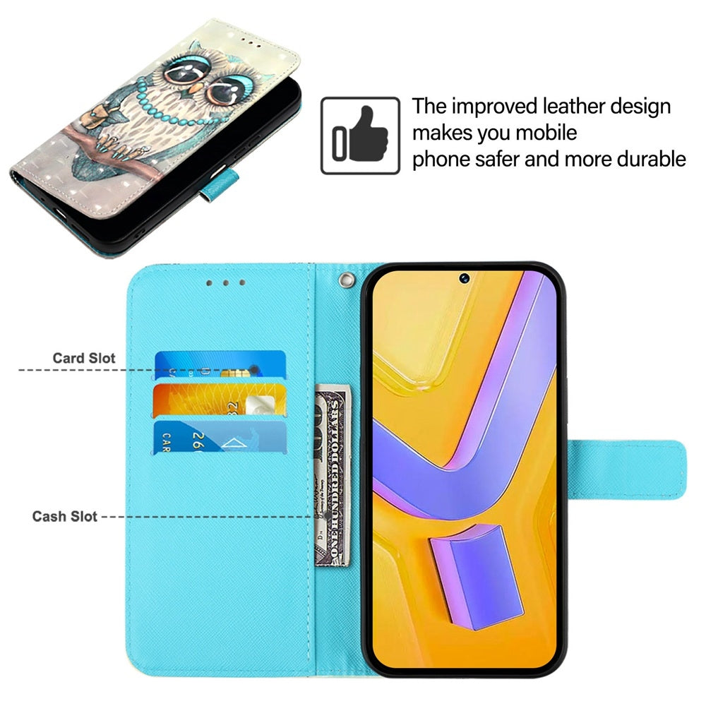 vivo Y11 2023 Leather Flip Phone Case with 3D Painted Design, Card Holder, Wallet & Stand Function - Durable Protection & Easy Access
