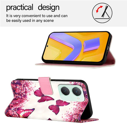vivo Y03 Global Leather Flip Phone Case with 3D Painted Design, Card Holder, Wallet & Stand Function - Durable Protection & Easy Access