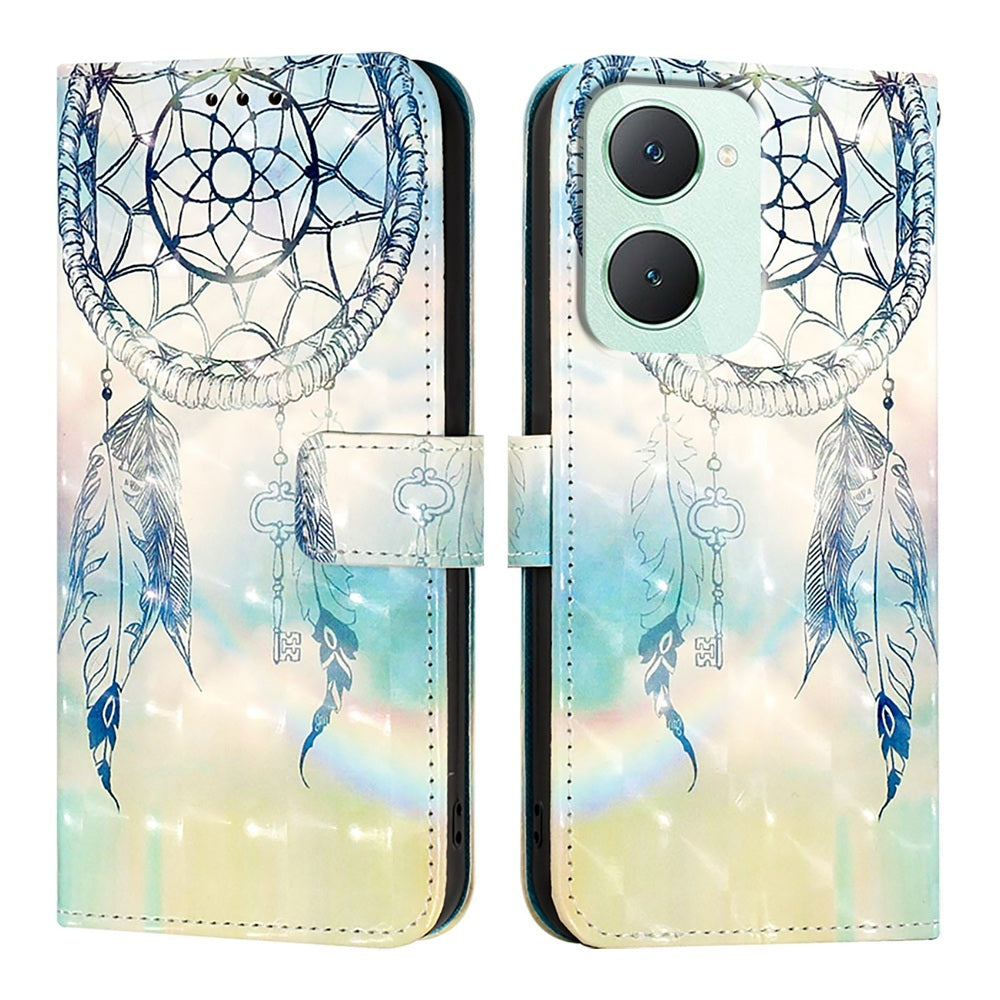 vivo Y03 Global Leather Flip Phone Case with 3D Painted Design, Card Holder, Wallet & Stand Function - Durable Protection & Easy Access