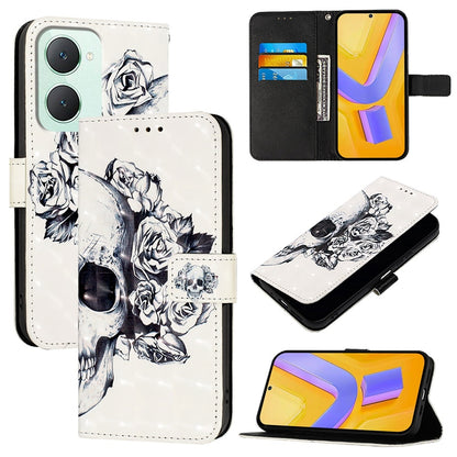 vivo Y03 Global Leather Flip Phone Case with 3D Painted Design, Card Holder, Wallet & Stand Function - Durable Protection & Easy Access