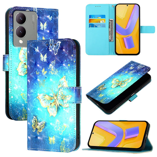 For vivo Y17s 4G Global Leather Flip Phone Case with 3D Painted Design, Card Holder, Wallet & Stand Function - Durable Protection & Easy Access