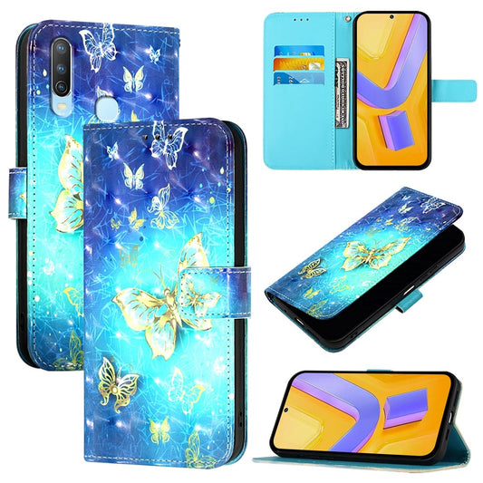 For vivo Y17 Leather Flip Phone Case with 3D Painted Design, Card Holder, Wallet & Stand Function - Durable Protection & Easy Access
