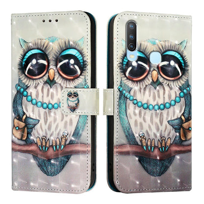 For vivo Y12 Leather Flip Phone Case with 3D Painted Design, Card Holder, Wallet & Stand Function - Durable Protection & Easy Access