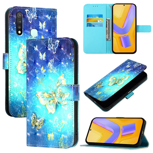 vivo U3 Leather Flip Phone Case with 3D Painted Design, Card Holder, Wallet & Stand Function - Durable Protection & Easy Access