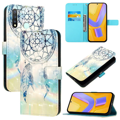 vivo U20 Leather Flip Phone Case with 3D Painted Design, Card Holder, Wallet & Stand Function - Durable Protection & Easy Access