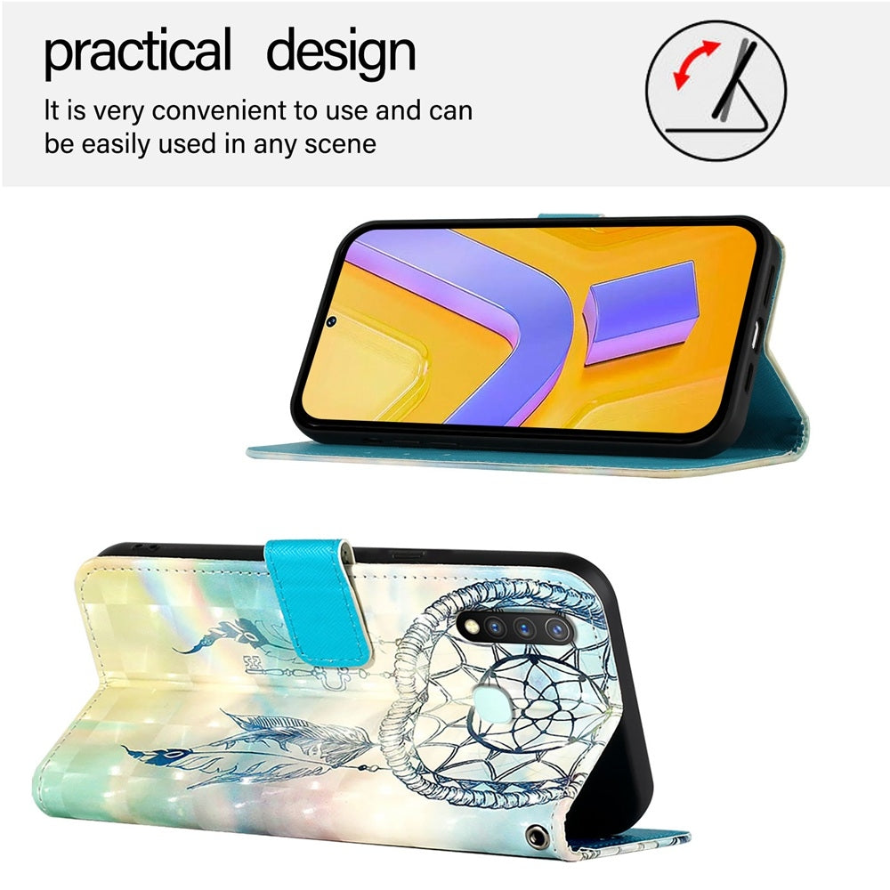 For vivo Z5i Leather Flip Phone Case with 3D Painted Design, Card Holder, Wallet & Stand Function - Durable Protection & Easy Access