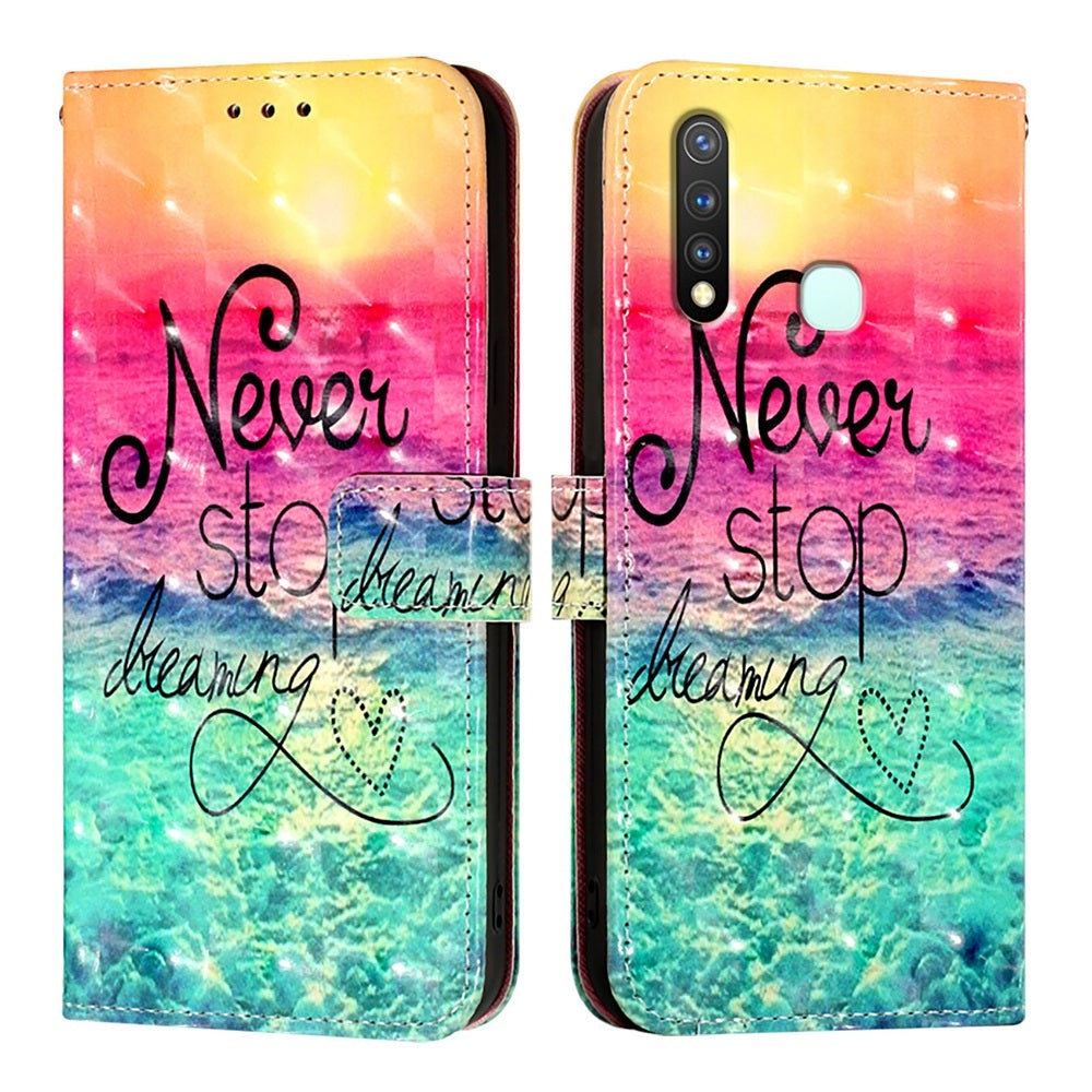 vivo U20 Leather Flip Phone Case with 3D Painted Design, Card Holder, Wallet & Stand Function - Durable Protection & Easy Access