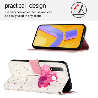 vivo U20 Leather Flip Phone Case with 3D Painted Design, Card Holder, Wallet & Stand Function - Durable Protection & Easy Access