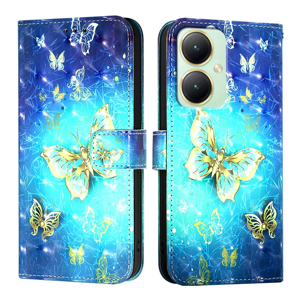 vivo Y27 4G Global Leather Flip Phone Case with 3D Painted Design, Card Holder, Wallet & Stand Function - Durable Protection & Easy Access