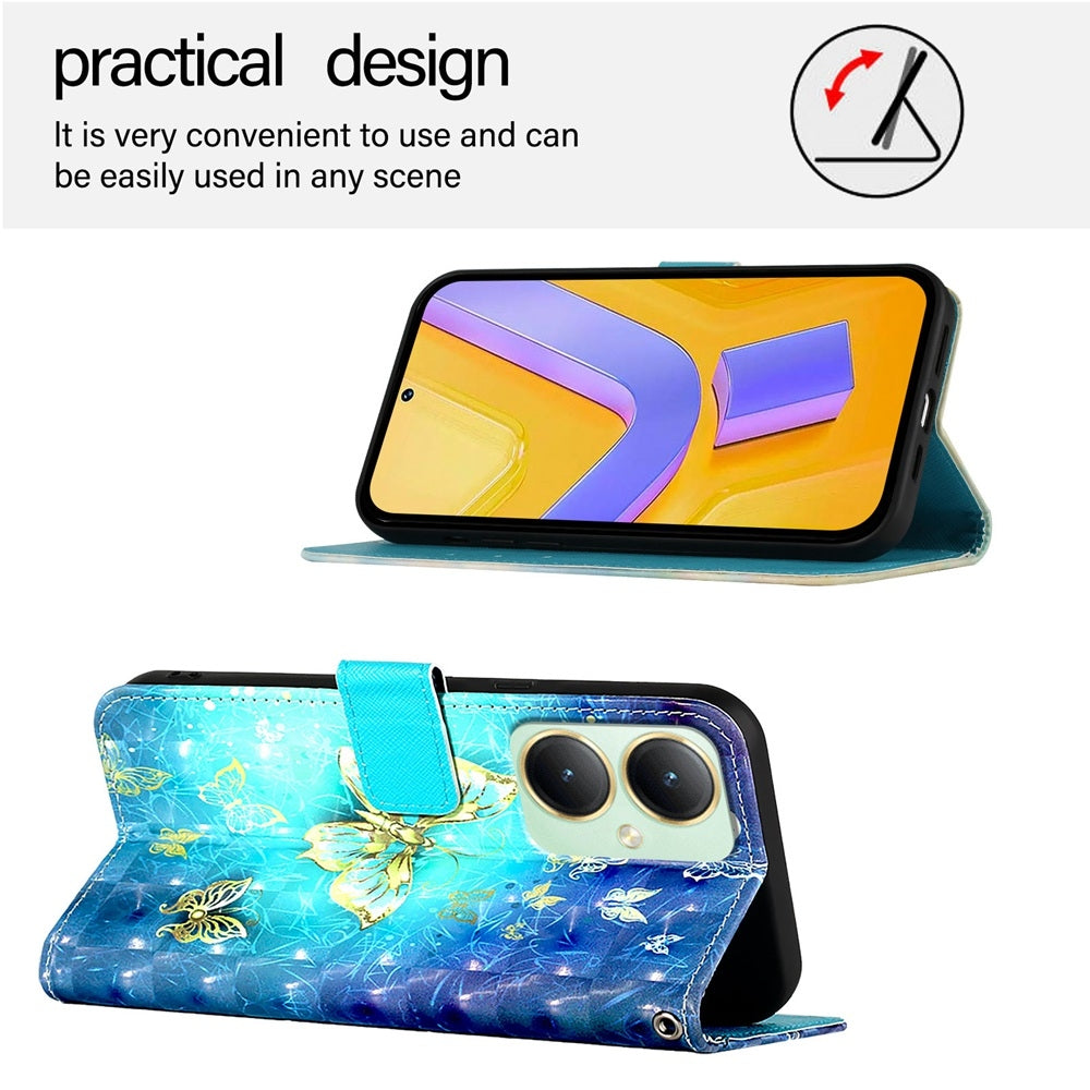 vivo Y27 4G Global Leather Flip Phone Case with 3D Painted Design, Card Holder, Wallet & Stand Function - Durable Protection & Easy Access