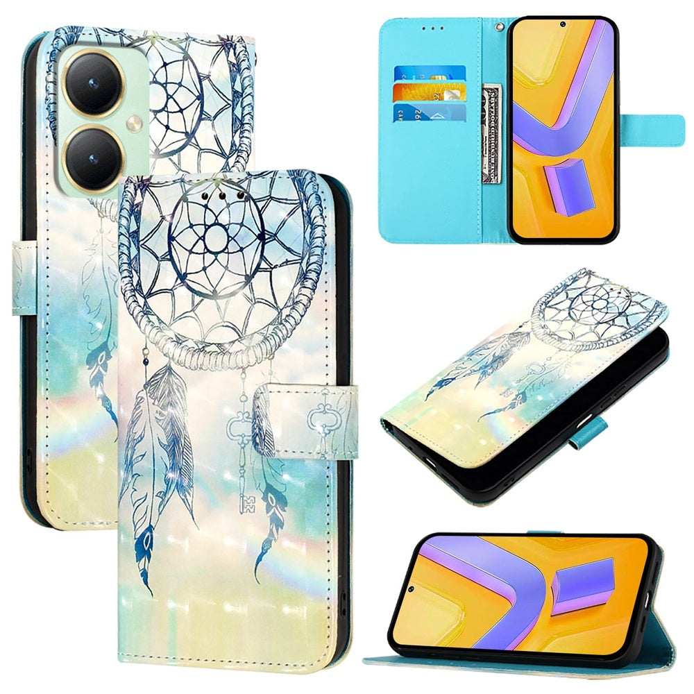 vivo Y27 4G Global Leather Flip Phone Case with 3D Painted Design, Card Holder, Wallet & Stand Function - Durable Protection & Easy Access