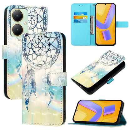 vivo Y27 4G Global Leather Flip Phone Case with 3D Painted Design, Card Holder, Wallet & Stand Function - Durable Protection & Easy Access