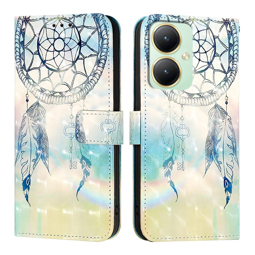 vivo Y27 4G Global Leather Flip Phone Case with 3D Painted Design, Card Holder, Wallet & Stand Function - Durable Protection & Easy Access